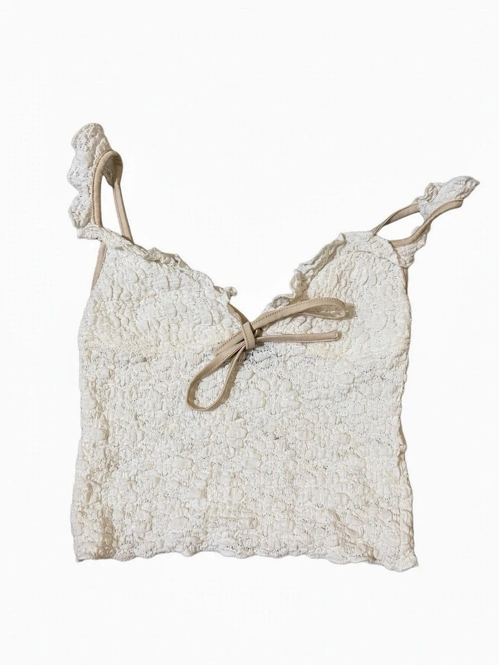 White Lace Tie-Front Camisole